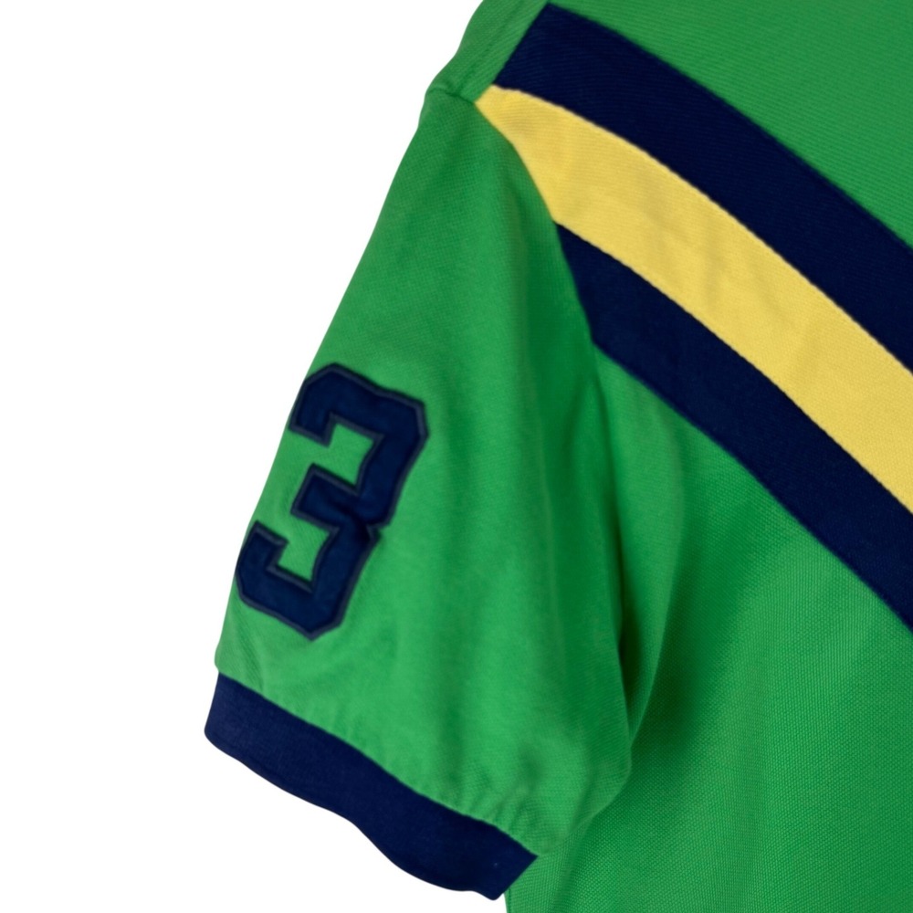 Polo Ralph Lauren Big Pony Rugby Polo Mens M Striped Green Cotton Mesh Shirt - Picture 8 of 8